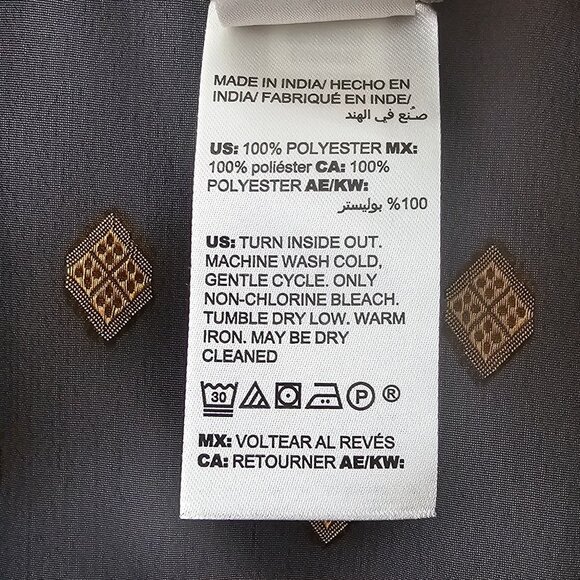 Chico's Button Up Blouse Black Gold Sheer 3/XL Lightweight Peplum Pleated Back - Picture 8 of 12